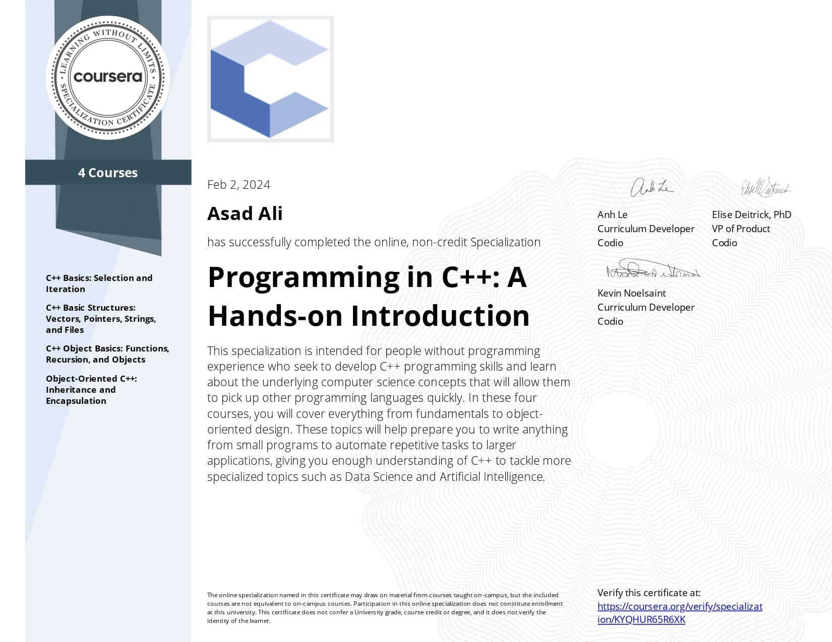 Programming in C++